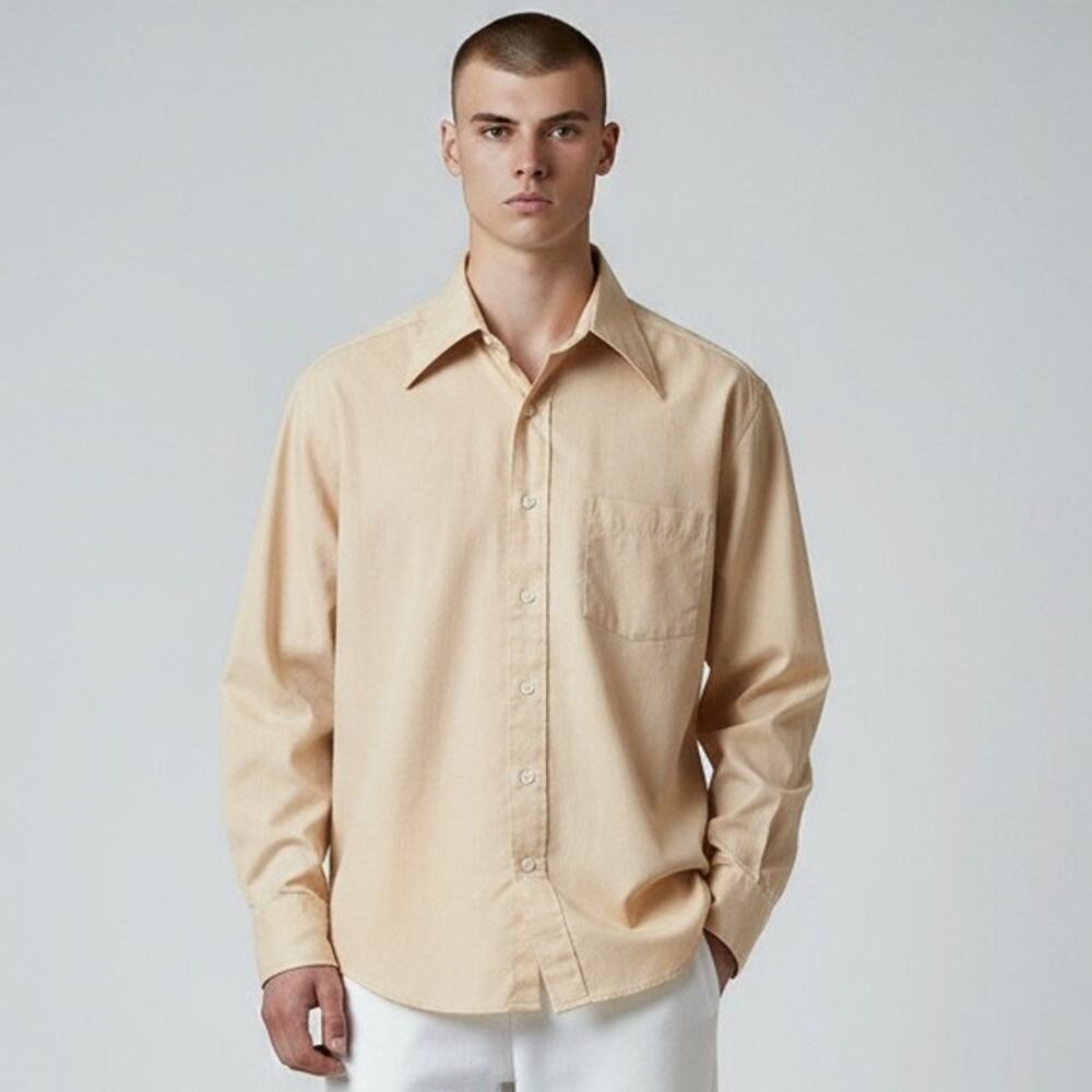 Vintage 70s Bardon Jandy Place Mens Khaki Long Sleeve Button Down Comfort Blend
